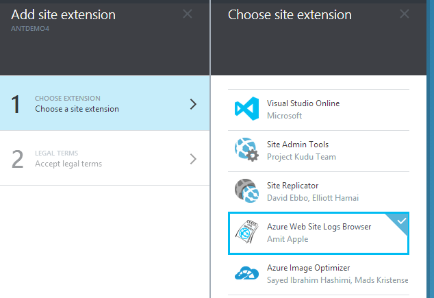 Install the Log Browser from the new Azure Portal